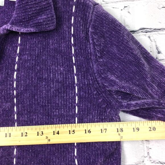 Alfred Dunner Women's Petite Grandmacore Embroidered Pullover Purple Sweater PL - Picture 11 of 13